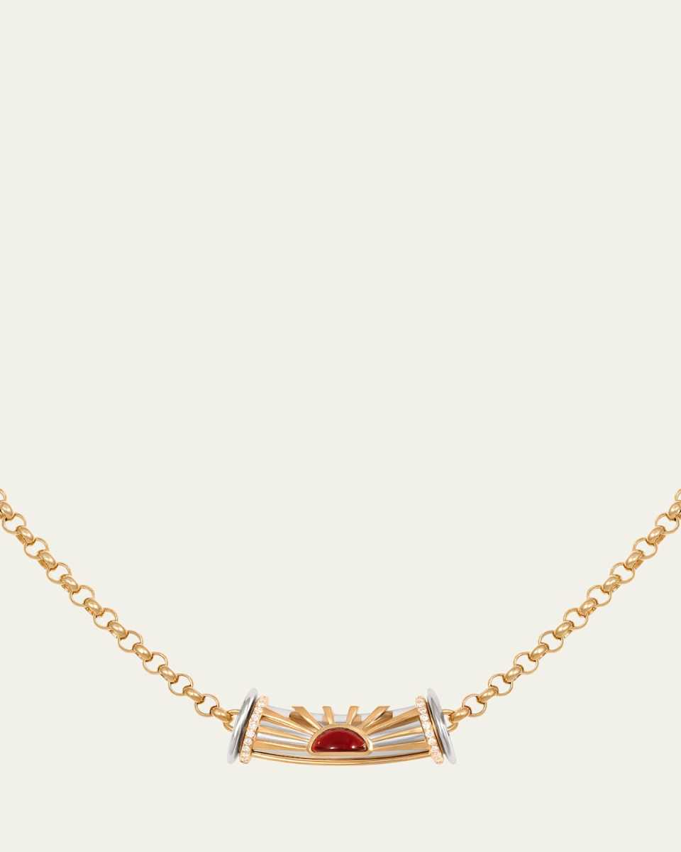 Warrior Dawn Diamond and Garnet Pendant Necklace